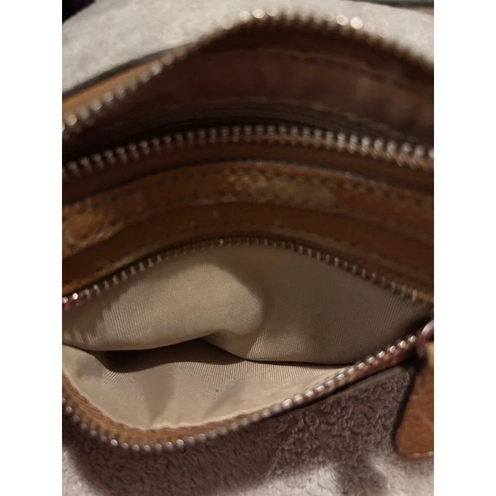 Vintage Y2K Nine West Beige Mini Pouch Wallet - Retro 2000s Coin Purse Clutch